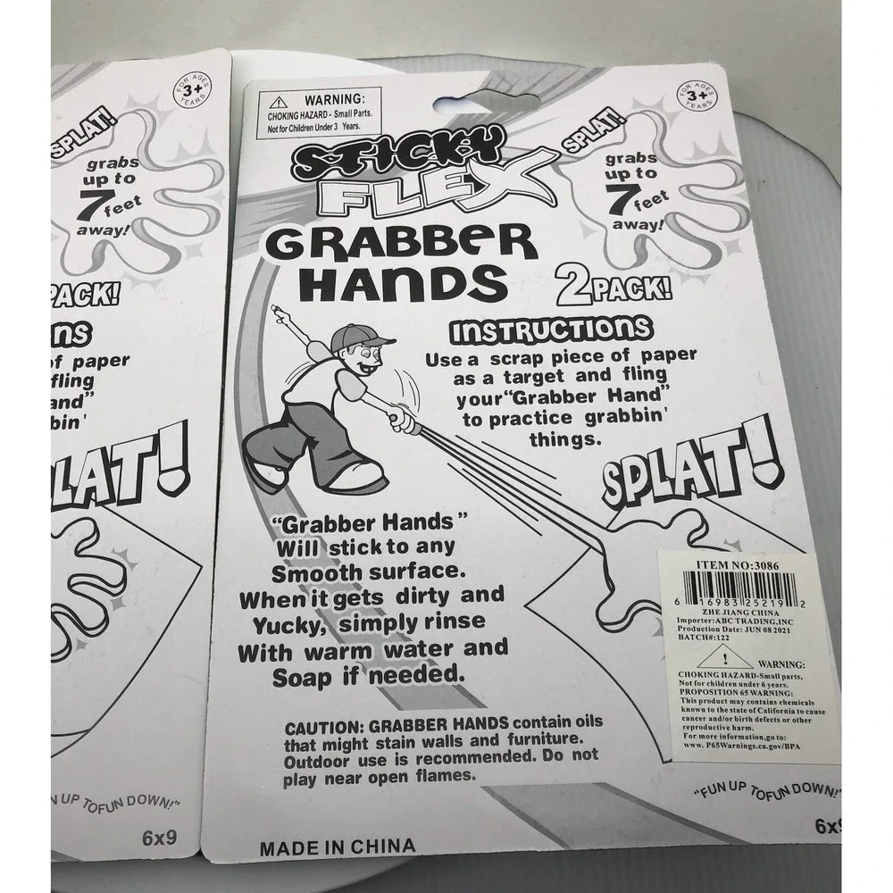 2‎ Packs of 2 Sticky Flex Grabber Hands Grab up to 7 feet with 2 inches Hand
